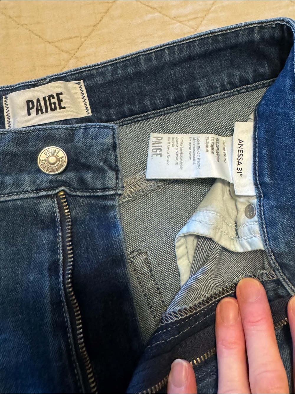 PAIGE Deep Blue Wide-Leg Jeans - Picture 3 of 8